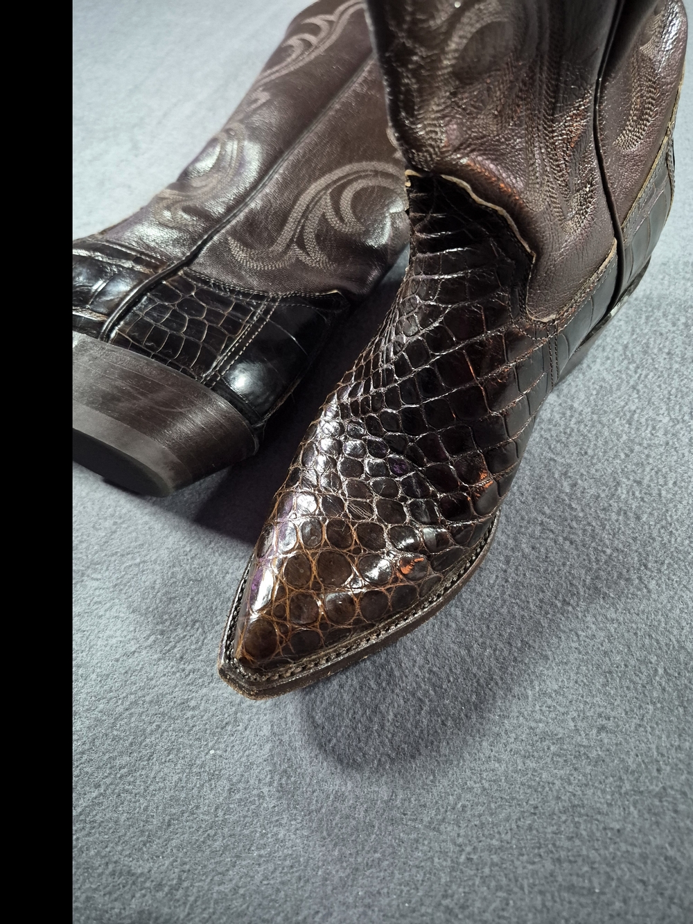 Cowtown Vintage Brown Alligator Belly Western Cowboy Boots